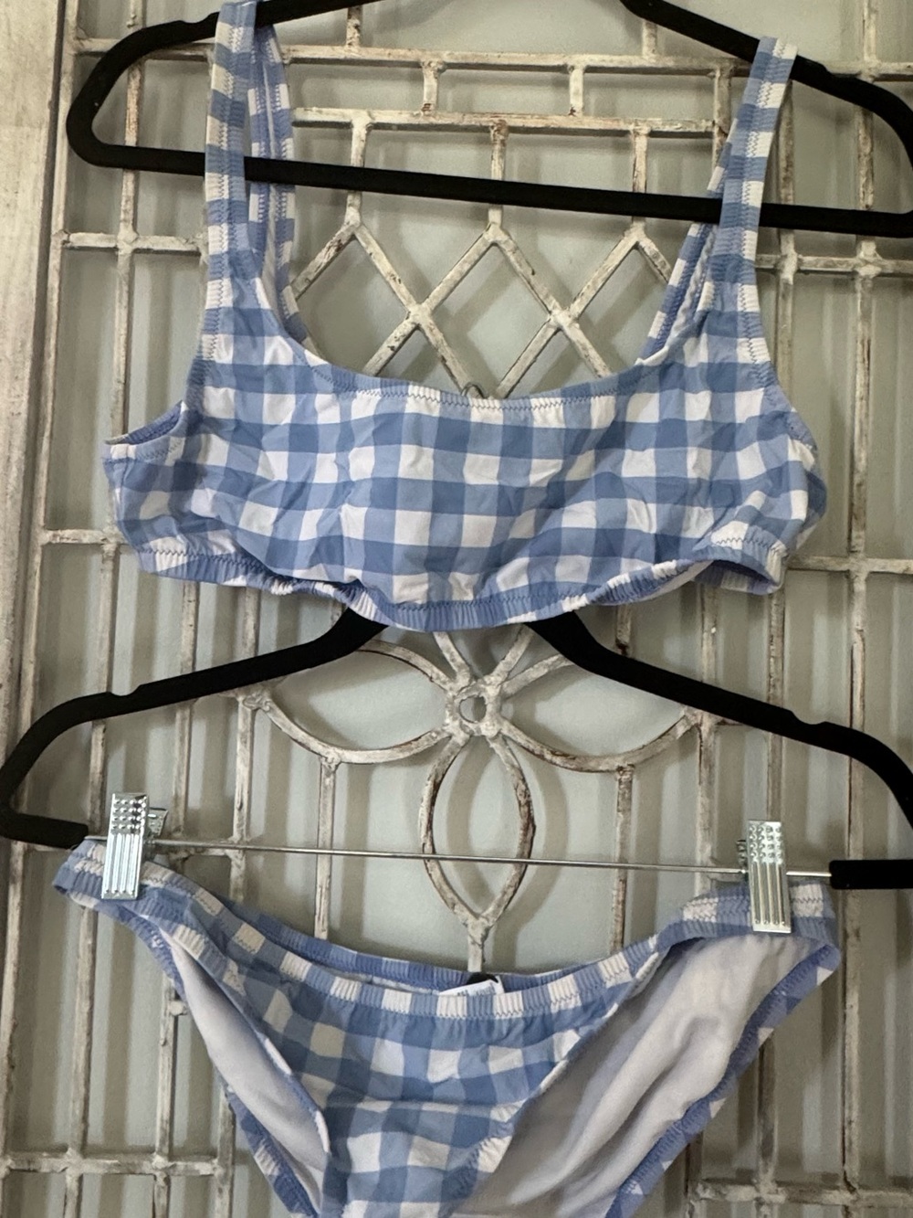 Jcrew Blue and White Gingham Bikini Set